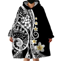 Plumeria Polynesian Wearable Blanket Hoodie Trending Black LT6 - Wonder Print Shop