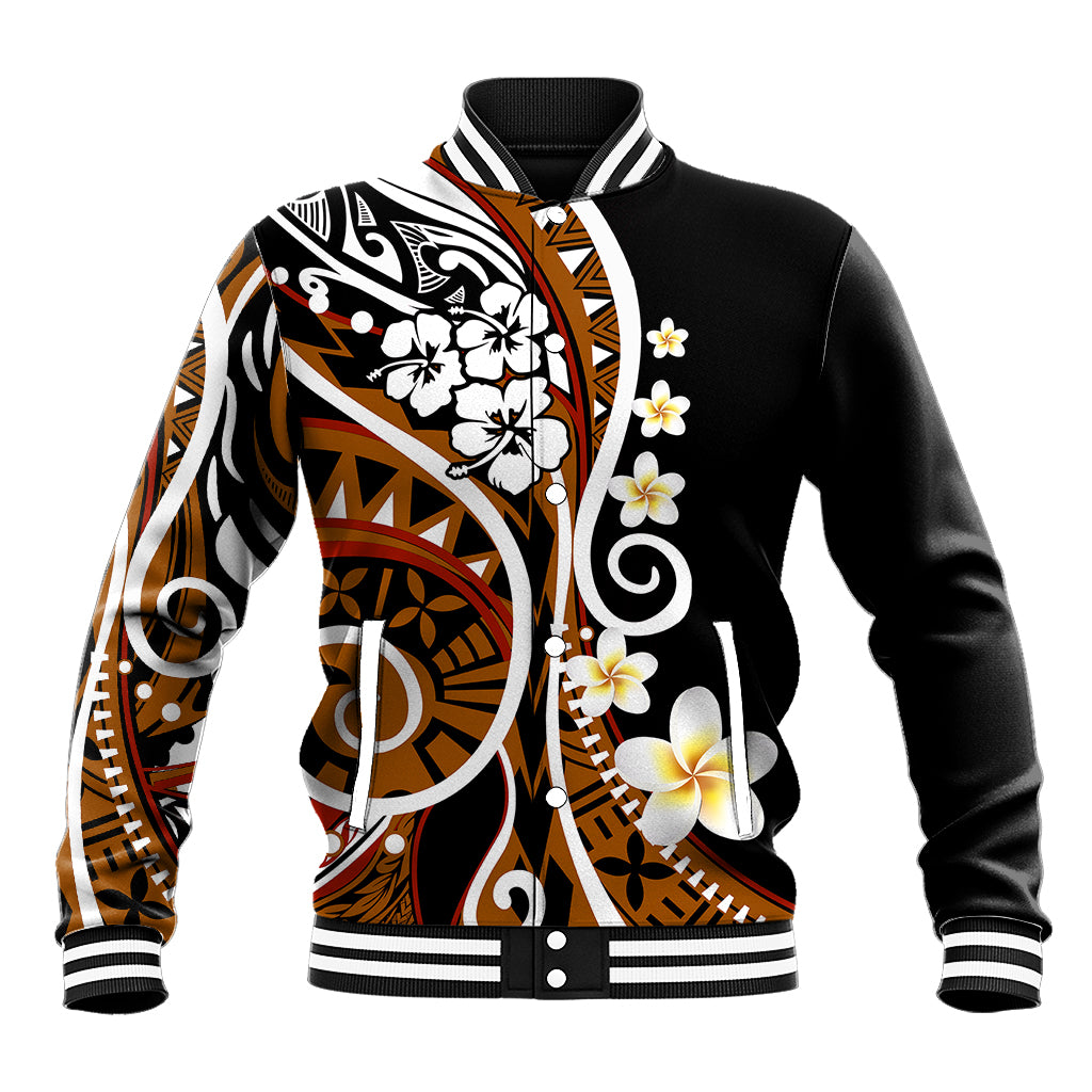 Plumeria Polynesian Baseball Jacket Trending Brown LT6 - Wonder Print Shop