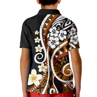 Plumeria Polynesian Kid Polo Shirt Trending Brown LT6 - Wonder Print Shop