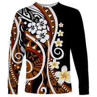 Plumeria Polynesian Long Sleeve Shirt Trending Brown LT6 - Wonder Print Shop