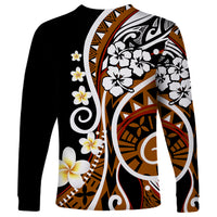 Plumeria Polynesian Long Sleeve Shirt Trending Brown LT6 - Wonder Print Shop