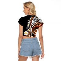 Plumeria Polynesian Raglan Cropped T Shirt Trending Brown LT6 - Wonder Print Shop