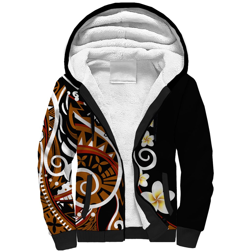 Plumeria Polynesian Sherpa Hoodie Trending Brown LT6 - Wonder Print Shop