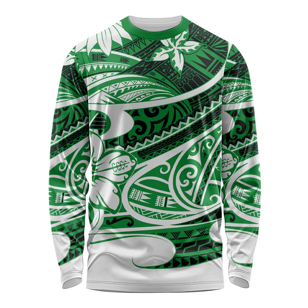 Polynesian Tribal Long Sleeve Shirt Green LT6