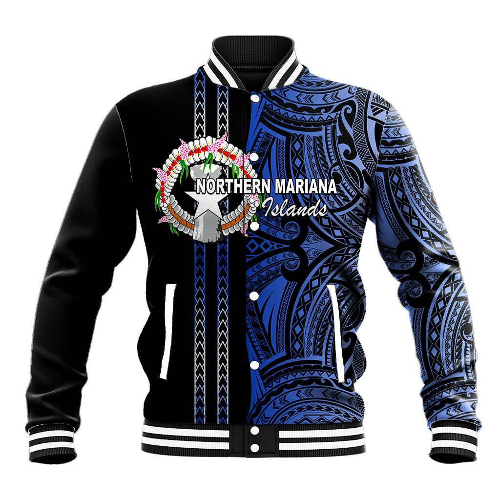 Custom Northern Mariana Islands Baseball Jacket Polynesian Tribal LT6 - Wonder Print Shop