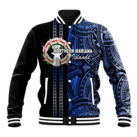 Custom Northern Mariana Islands Baseball Jacket Polynesian Tribal LT6 - Wonder Print Shop