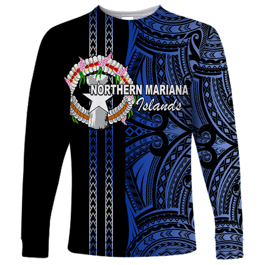 Custom Northern Mariana Islands Long Sleeve Shirt Polynesian Tribal LT6 - Wonder Print Shop