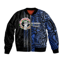 Custom Northern Mariana Islands Sleeve Zip Bomber Jacket Polynesian Tribal LT6 - Wonder Print Shop