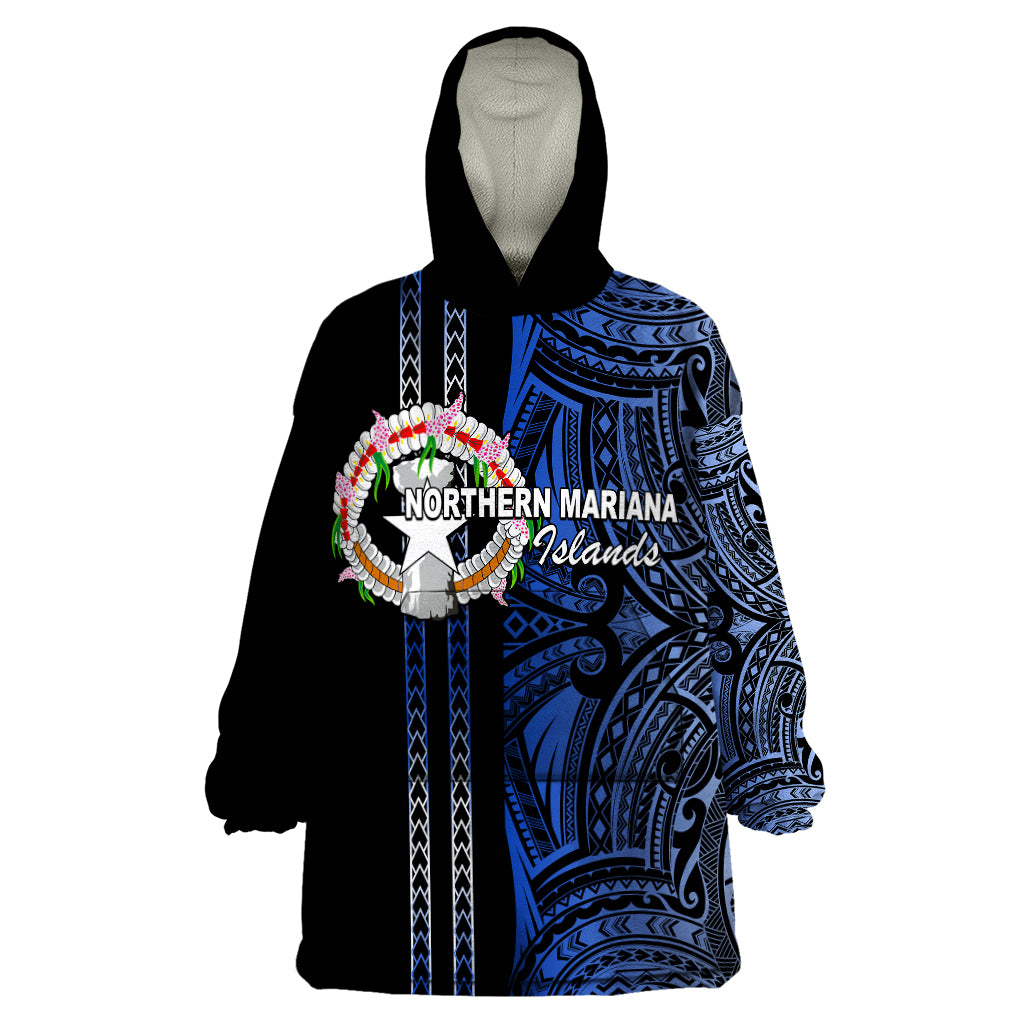Custom Northern Mariana Islands Wearable Blanket Hoodie Polynesian Tribal LT6 - Wonder Print Shop