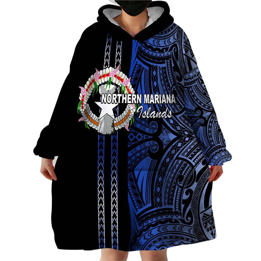 Custom Northern Mariana Islands Wearable Blanket Hoodie Polynesian Tribal LT6 - Wonder Print Shop