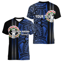 Custom Northern Mariana Islands Women V Neck T Shirt Polynesian Tribal LT6 - Wonder Print Shop