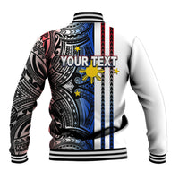 Custom Philippines Baseball Jacket Polynesian Tribal White LT6 - Wonder Print Shop