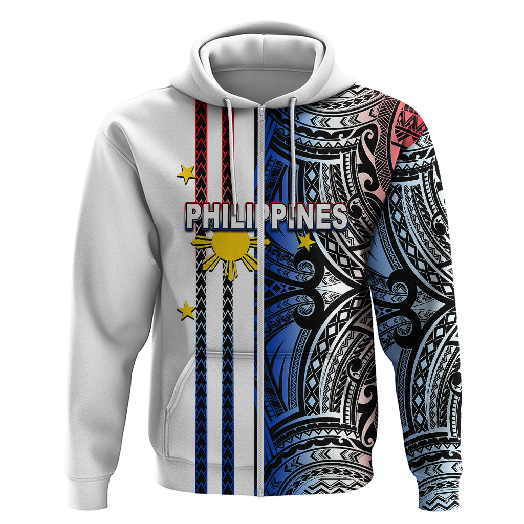 Custom Philippines Hoodie Polynesian Tribal White LT6 - Wonder Print Shop