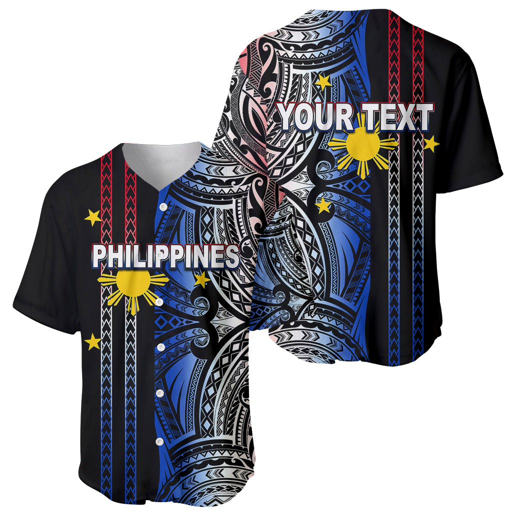 Custom Philippines Baseball Jersey Polynesian Tribal Black LT6 - Wonder Print Shop
