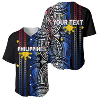 Custom Philippines Baseball Jersey Polynesian Tribal Black LT6 - Wonder Print Shop