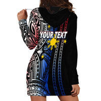 Custom Philippines Hoodie Dress Polynesian Tribal Black LT6 - Wonder Print Shop
