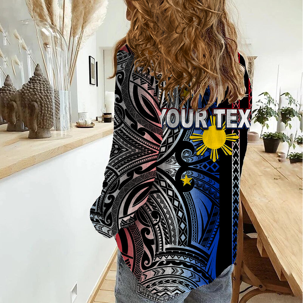 Custom Philippines Women Casual Shirt Polynesian Tribal Black LT6 - Wonder Print Shop