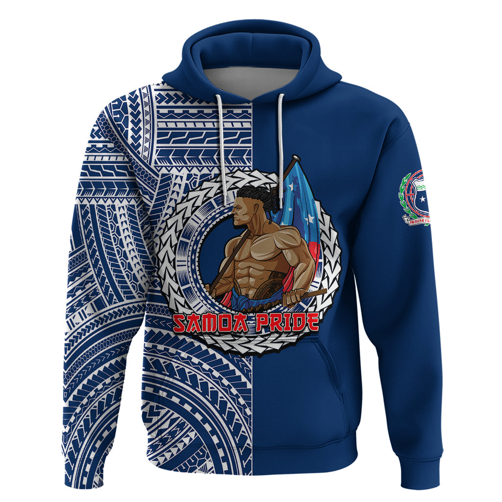 Personalized Samoa Pride Hoodie Polynesian Patterns Blue LT6 - Wonder Print Shop