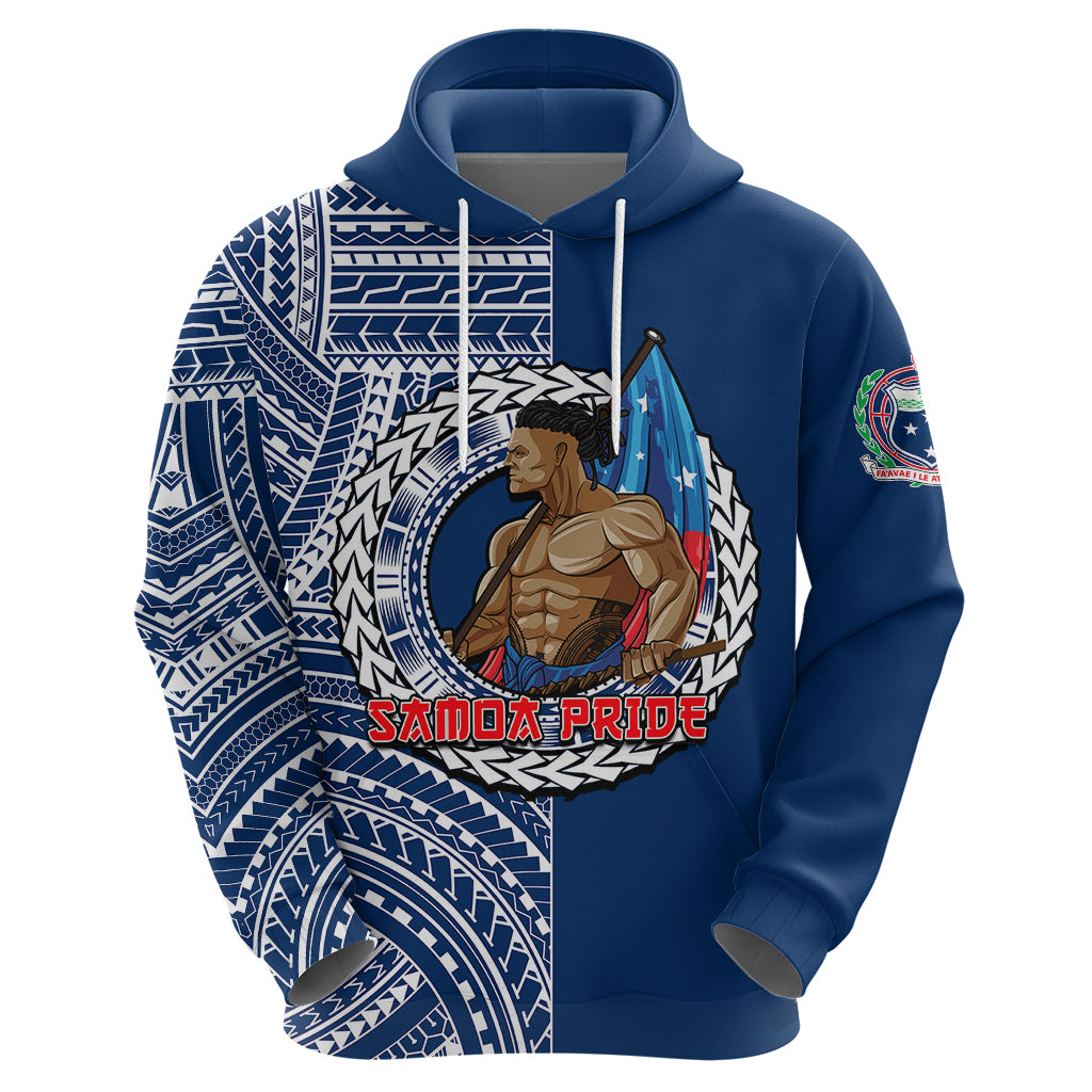 Personalized Samoa Pride Hoodie Polynesian Patterns Blue LT6 - Wonder Print Shop