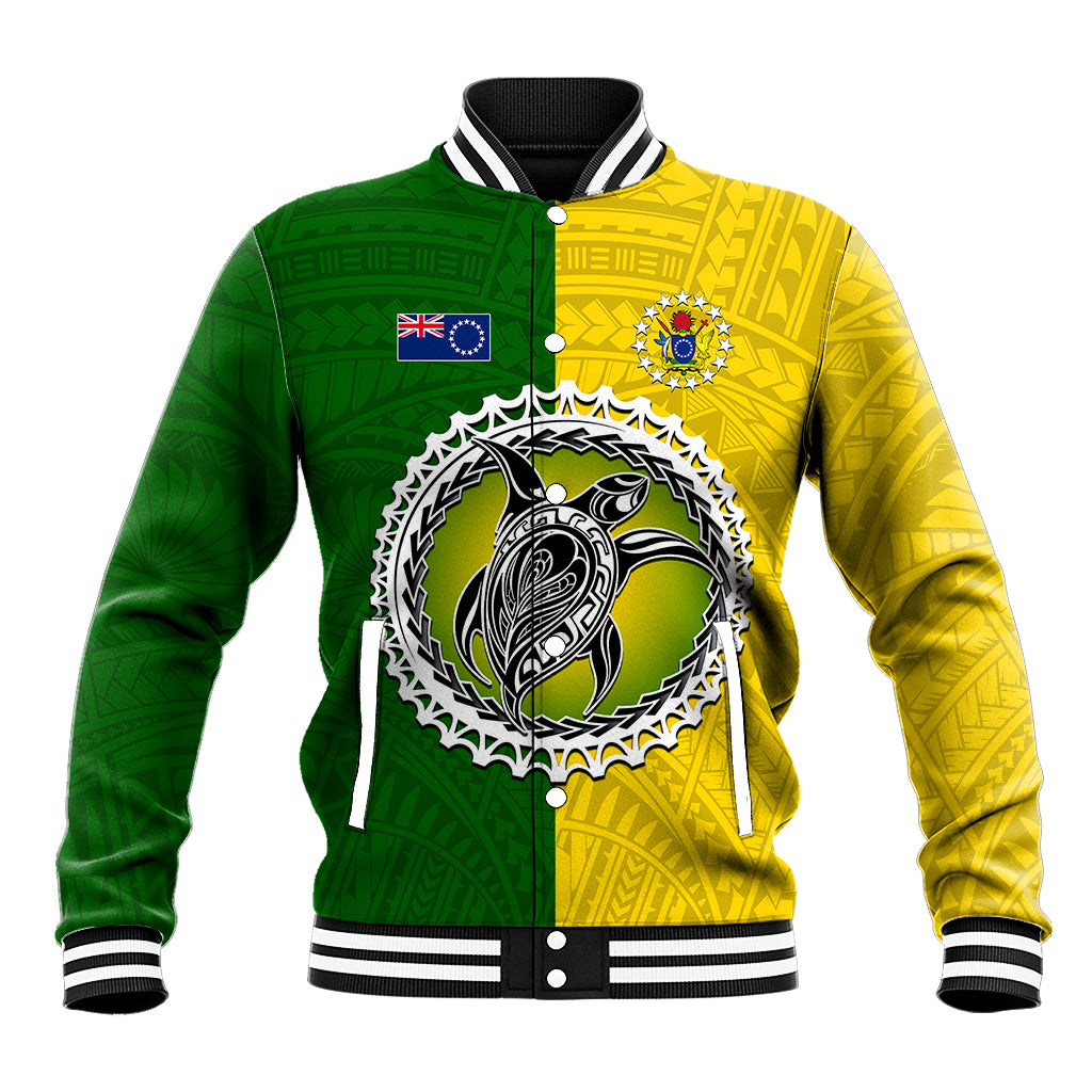Cook Islands Baseball Jacket Yellow-Green Half Style LT6 - Wonder Print Shop