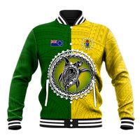 Cook Islands Baseball Jacket Yellow-Green Half Style LT6 - Wonder Print Shop