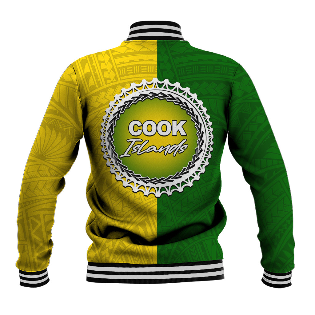 Cook Islands Baseball Jacket Yellow-Green Half Style LT6 - Wonder Print Shop