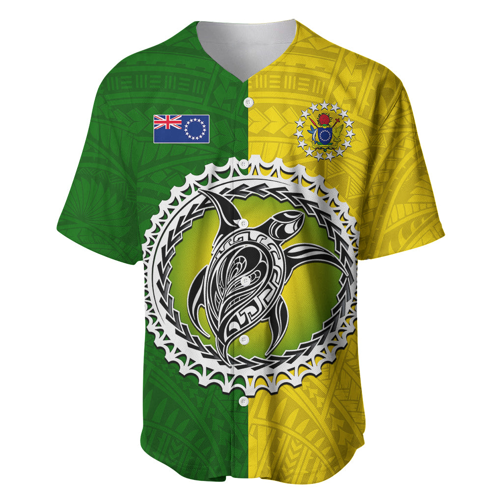 Cook Islands Baseball Jersey Yellow-Green Half Style LT6 - Wonder Print Shop