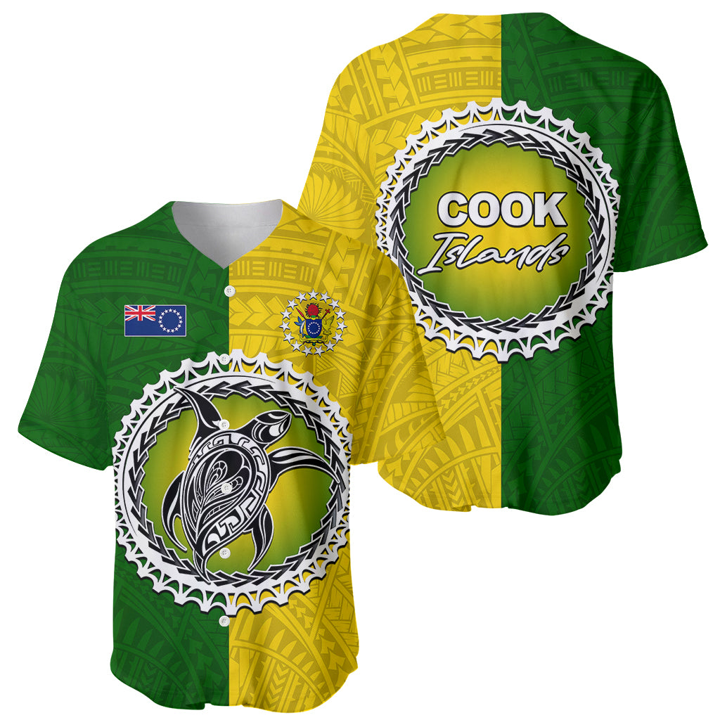 Cook Islands Baseball Jersey Yellow-Green Half Style LT6 - Wonder Print Shop