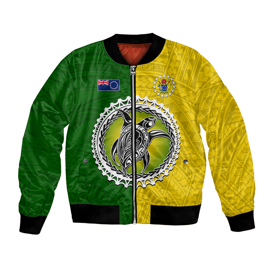 Cook Islands Bomber Jacket Yellow-Green Half Style LT6 - Wonder Print Shop