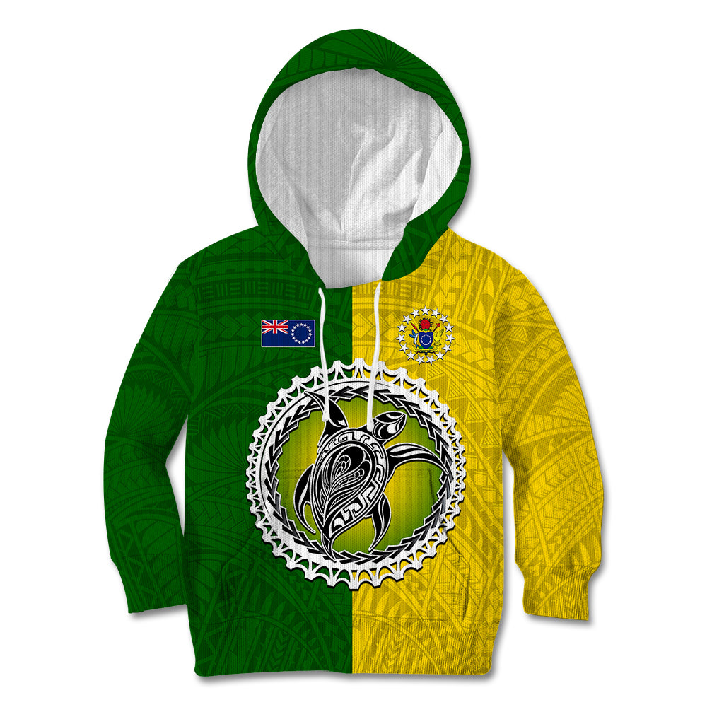 Cook Islands Kid Hoodie Yellow-Green Half Style LT6 - Wonder Print Shop