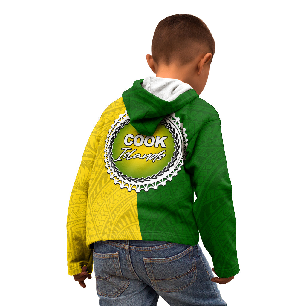 Cook Islands Kid Hoodie Yellow-Green Half Style LT6 - Wonder Print Shop