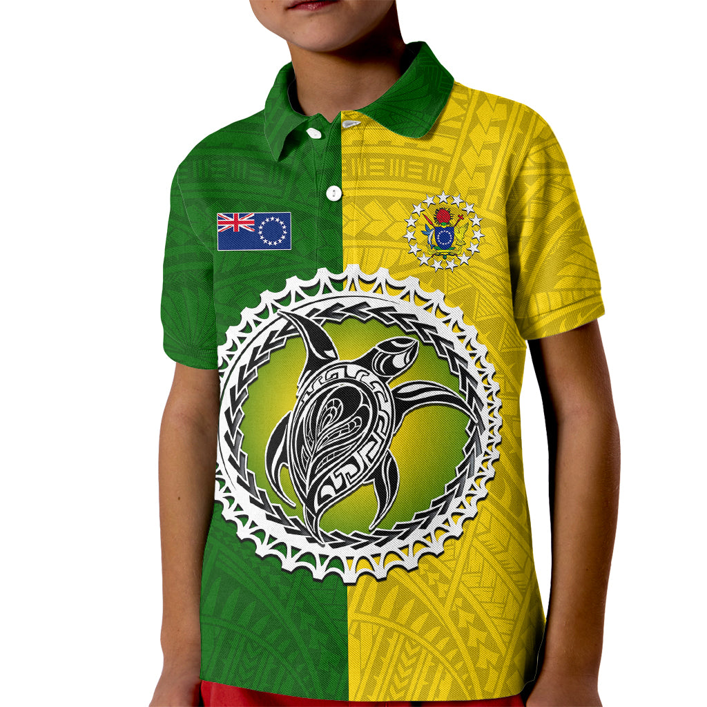 Cook Islands Kid Polo Shirt Yellow-Green Half Style LT6 - Wonder Print Shop