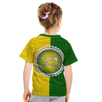 Cook Islands Kid T Shirt Yellow-Green Half Style LT6 - Wonder Print Shop