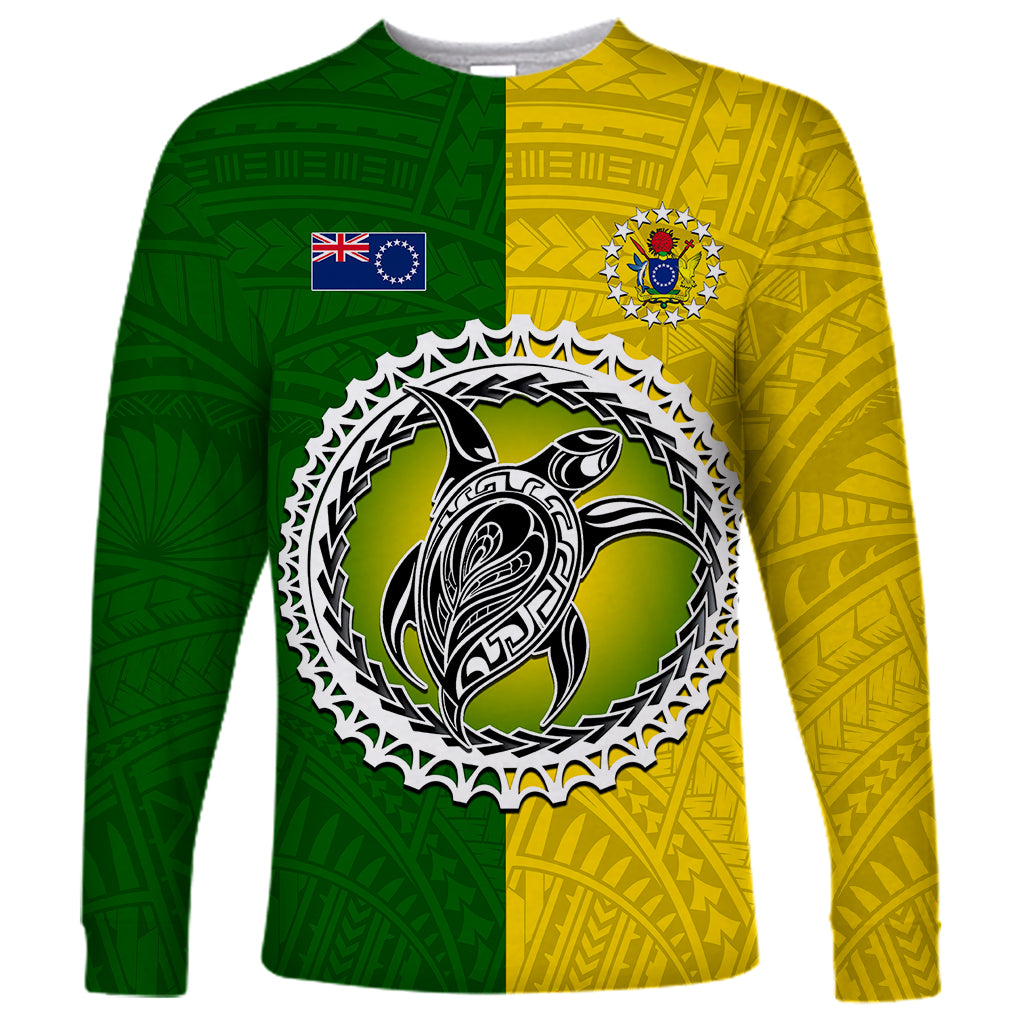 Cook Islands Long Sleeve Shirt Yellow-Green Half Style LT6 - Wonder Print Shop