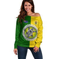Cook Islands Off Shoulder Sweater Yellow-Green Half Style LT6 - Wonder Print Shop