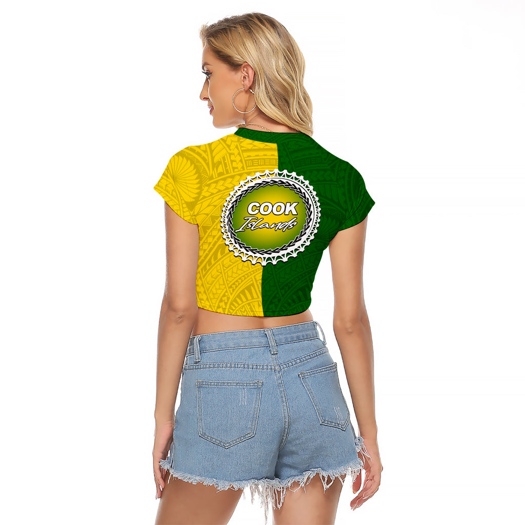 Cook Islands Raglan Cropped T Shirt Yellow-Green Half Style LT6 - Wonder Print Shop