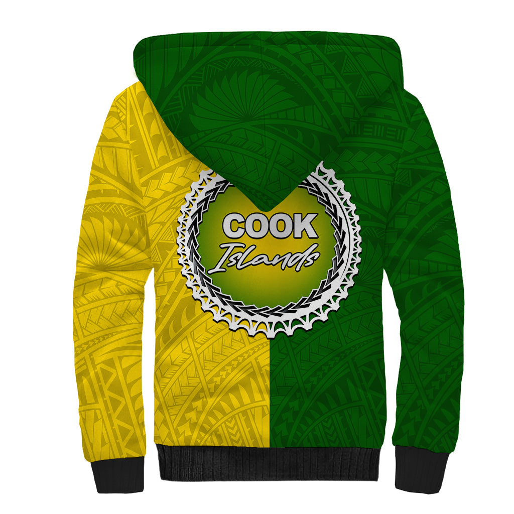 Cook Islands Sherpa Hoodie Yellow-Green Half Style LT6 - Wonder Print Shop