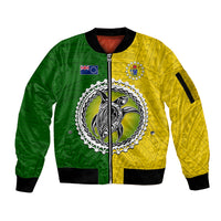 Cook Islands Sleeve Zip Bomber Jacket Yellow-Green Half Style LT6 - Wonder Print Shop