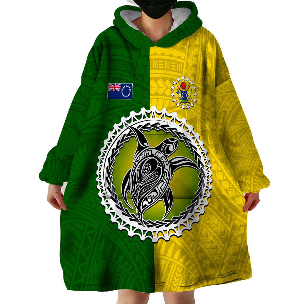 Cook Islands Wearable Blanket Hoodie Yellow-Green Half Style LT6 - Wonder Print Shop