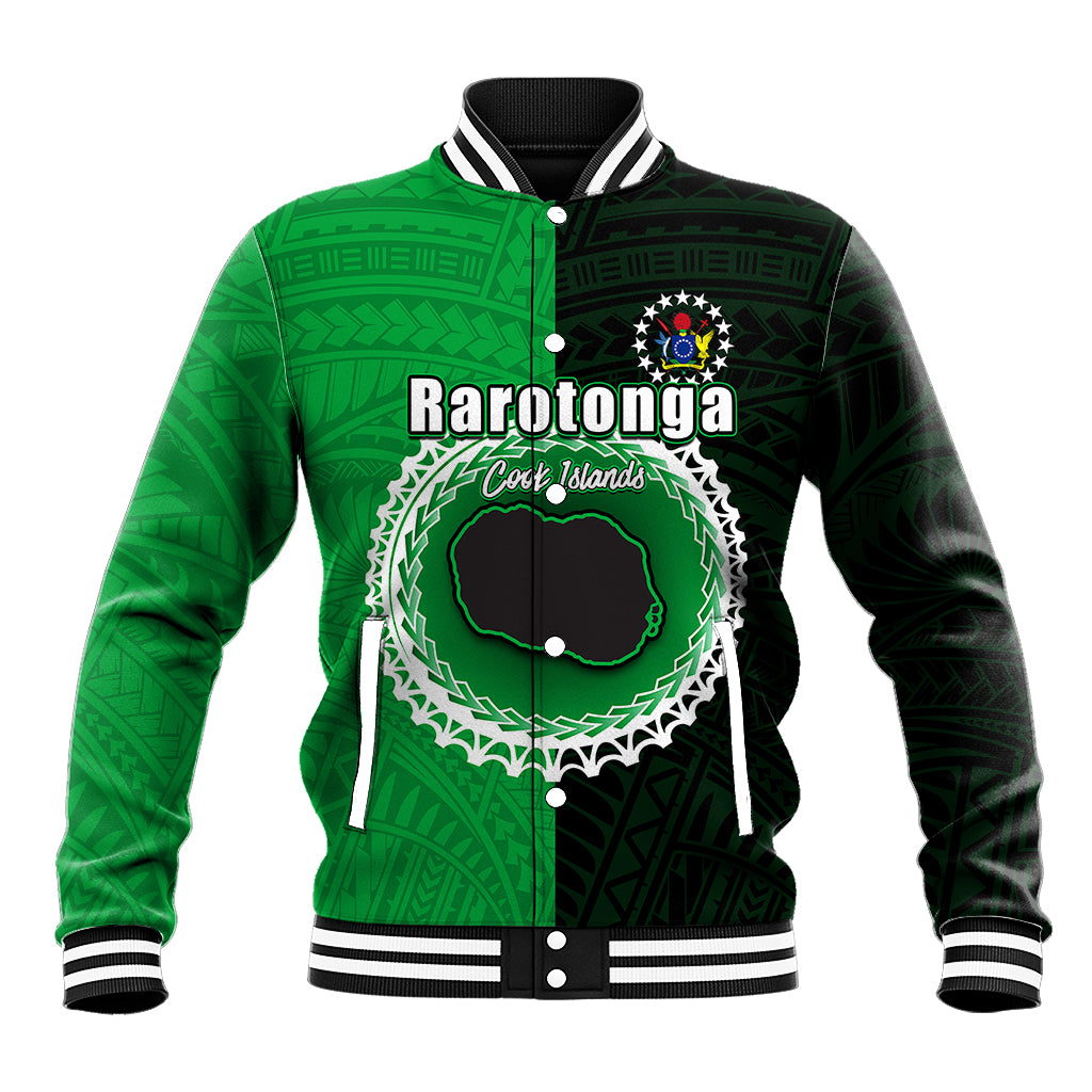 Custom Rarotonga Of Cook Islands Baseball Jacket Mix Half Black LT6 - Wonder Print Shop