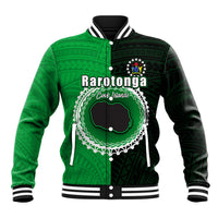 Custom Rarotonga Of Cook Islands Baseball Jacket Mix Half Black LT6 - Wonder Print Shop