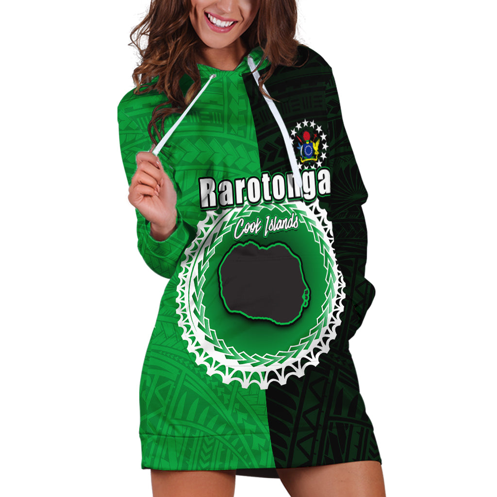 Custom Rarotonga Of Cook Islands Hoodie Dress Mix Half Black LT6 - Wonder Print Shop