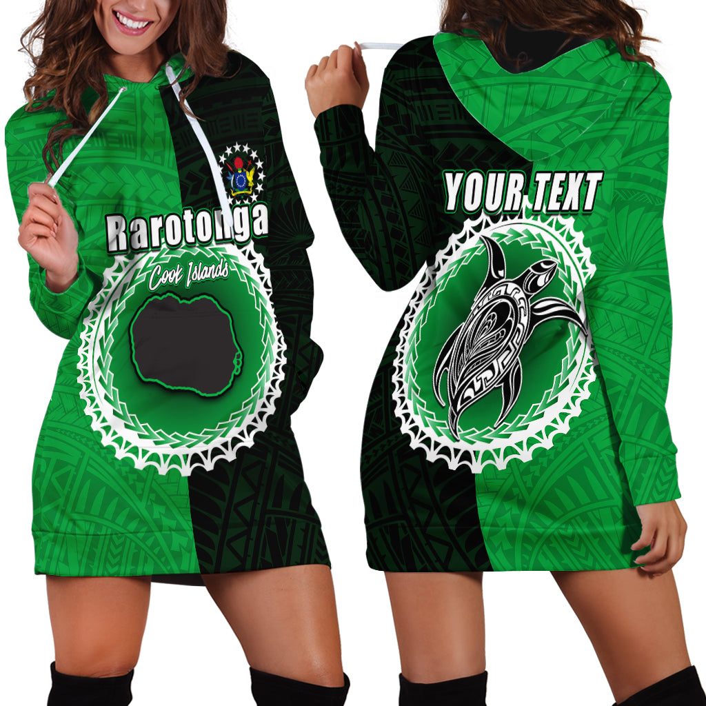 Custom Rarotonga Of Cook Islands Hoodie Dress Mix Half Black LT6 - Wonder Print Shop