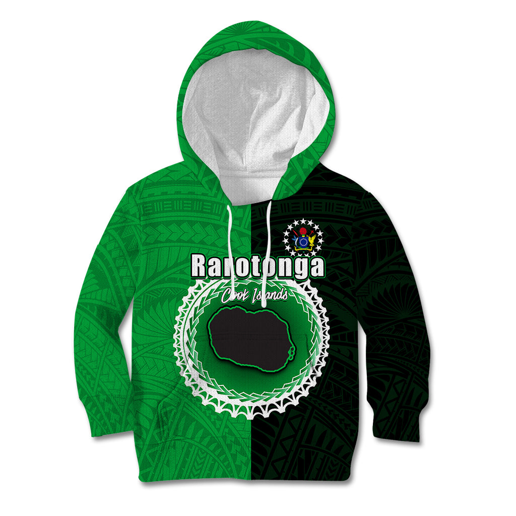 Custom Rarotonga Of Cook Islands Kid Hoodie Mix Half Black LT6 - Wonder Print Shop