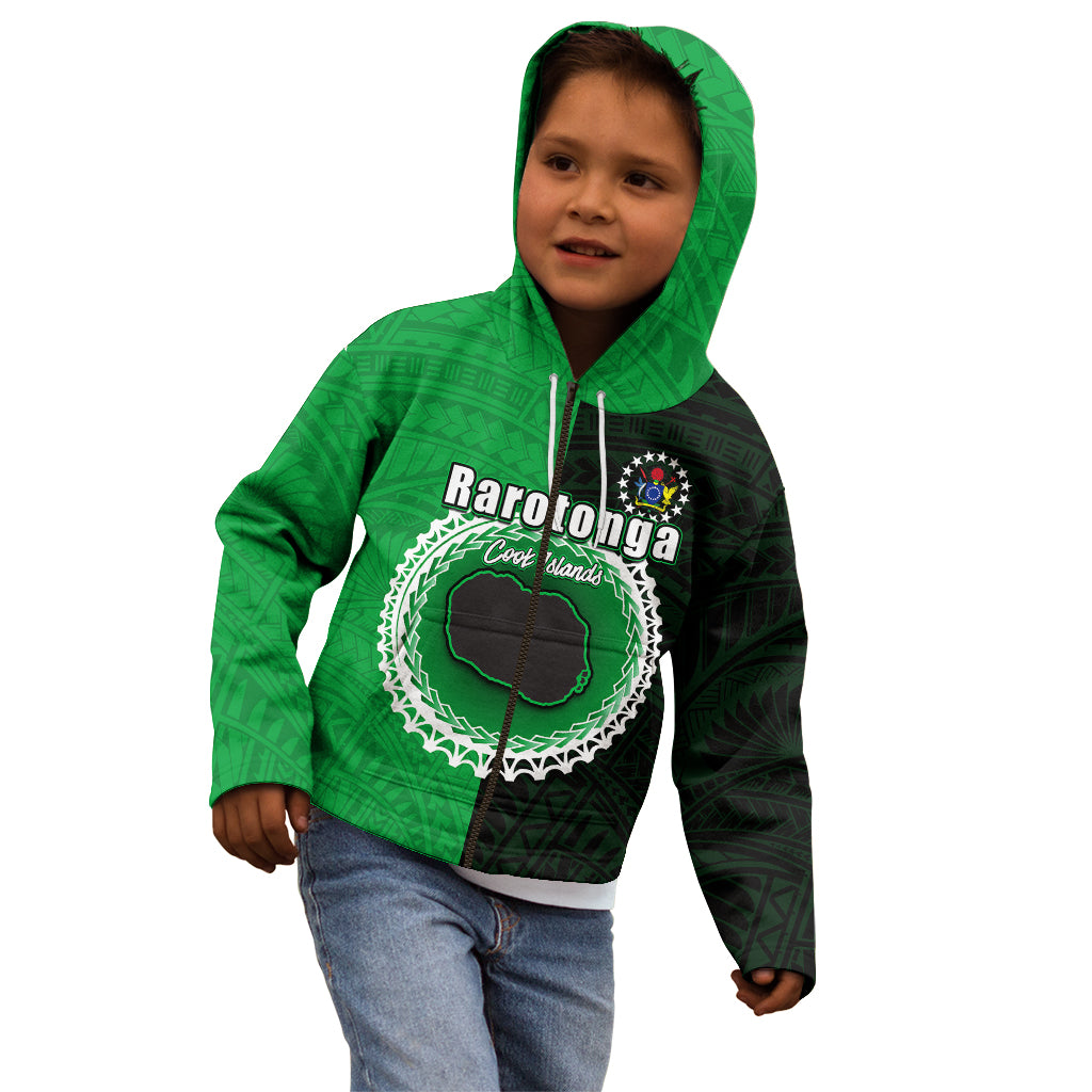 Custom Rarotonga Of Cook Islands Kid Hoodie Mix Half Black LT6 - Wonder Print Shop