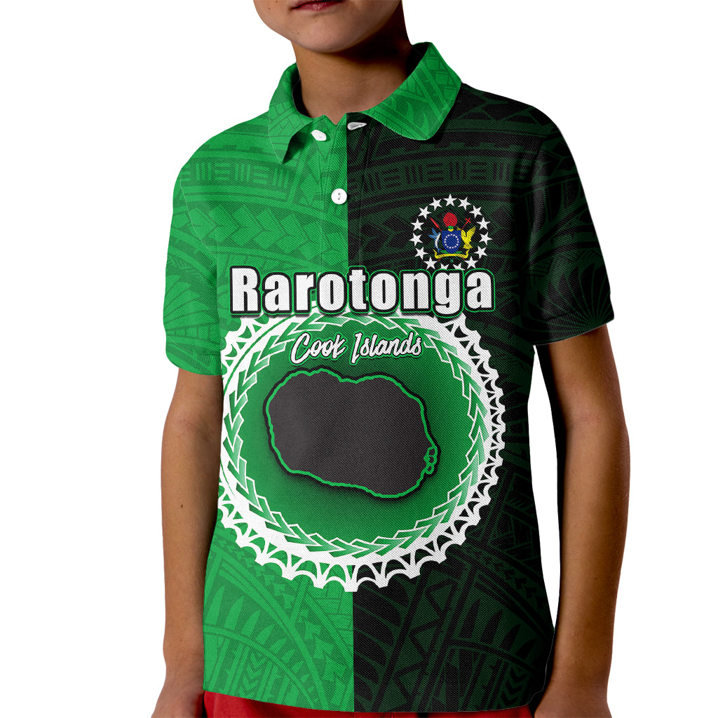 Custom Rarotonga Of Cook Islands Kid Polo Shirt Mix Half Black LT6 - Wonder Print Shop