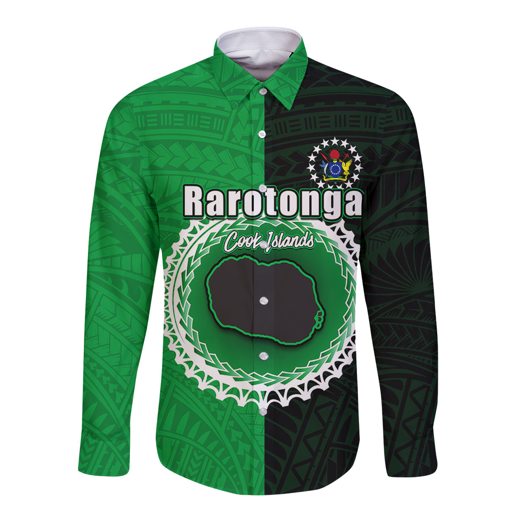 Custom Rarotonga Of Cook Islands Long Sleeve Button Shirt Mix Half Black LT6 - Wonder Print Shop