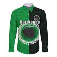 Custom Rarotonga Of Cook Islands Long Sleeve Button Shirt Mix Half Black LT6 - Wonder Print Shop
