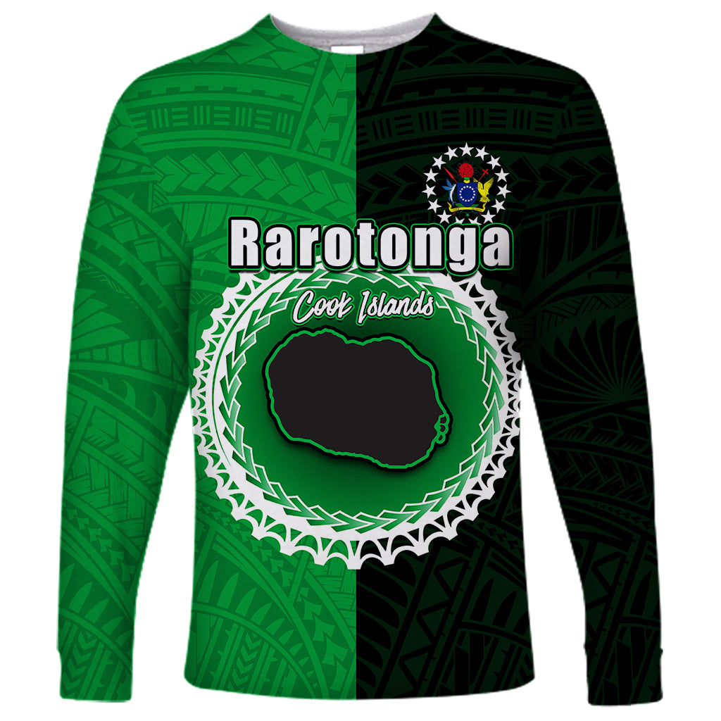 Custom Rarotonga Of Cook Islands Long Sleeve Shirt Mix Half Black LT6 - Wonder Print Shop