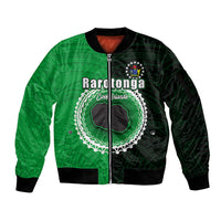 Custom Rarotonga Of Cook Islands Sleeve Zip Bomber Jacket Mix Half Black LT6 - Wonder Print Shop